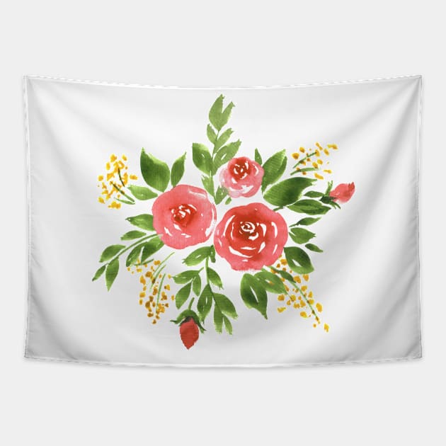 Floral composition with roses Tapestry by foxeyedaisy