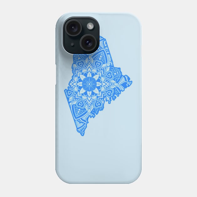 Light Blue Maine State Gift Mandala Yoga ME Art Phone Case by Get Hopped Apparel