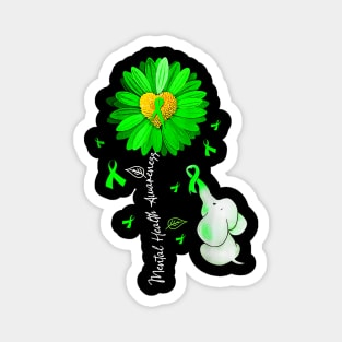 Sunflower Green Ribbon Elephant Magnet