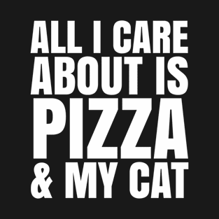 Pizza and Cat BLACK Print T-Shirt