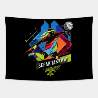 Colorful Sepak Takraw Tapestry