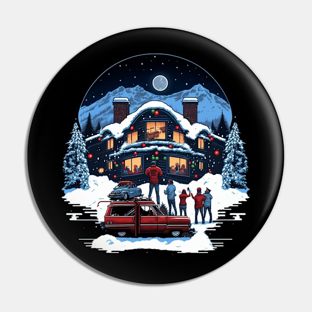 Christmas Vacation Poster Art Truck Parked Front House In The Snow Pin by GIFTGROO