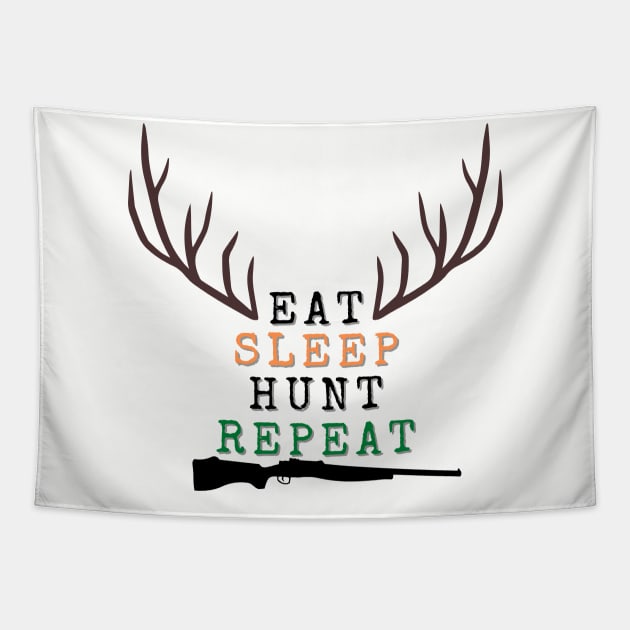 Eat, Sleep, Hunt, Repeat! Tapestry by WildenRoseDesign