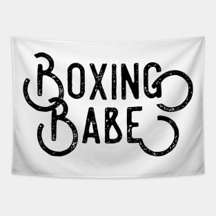 Boxing babe black distressed text female fighter design for women boxers Tapestry
