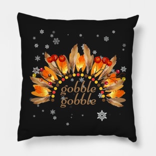 Gobble gobble! Thanksgiving and fall turkey with feathers Pillow