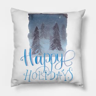 Happy holidays landscape Pillow