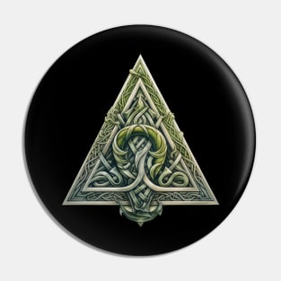 Norse Mythology Symbol Triangle Floral Wooden Pin