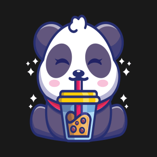 Kawaii Cute Anime Panda Otaku Japanese Bubble Boba Tea T-Shirt