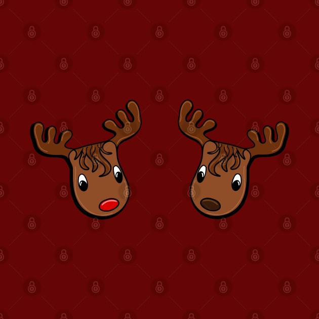 Christmas Cartoon Reindeer Pair Doodle, made by EndlessEmporium by EndlessEmporium