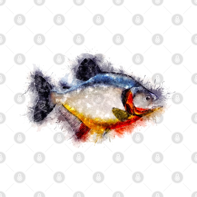 Red Bellied PIRANHA Watercolor Art for the Fishing Lovers and Anglers / Gifts for Fisherman by Naumovski