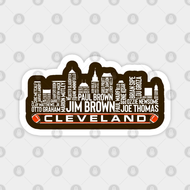 Cleveland Football Team All Time Legends, Cleveland City Skyline Magnet by Legend Skyline