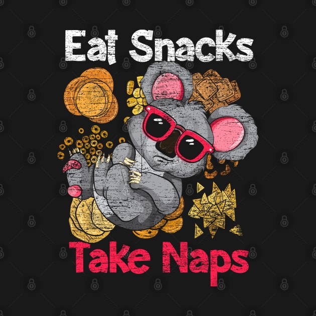 Retro Eat Snacks, Take Naps Funny Koala Bear by ShirtsShirtsndmoreShirts