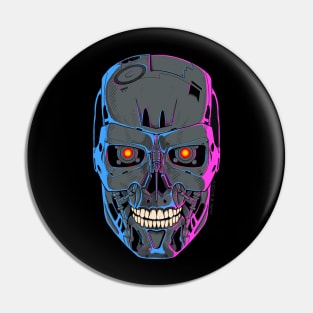 Terminator Skull - T-800- Pink and blue Pin