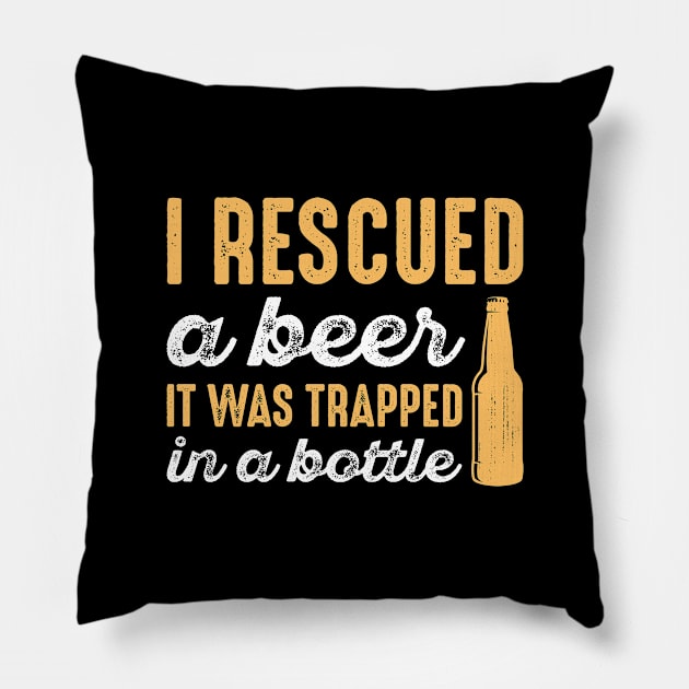 I Rescued A Beer Pillow by LuckyFoxDesigns
