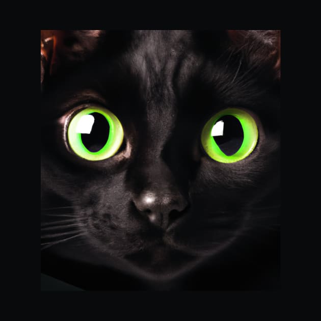 Black Cat with Green Eyes by KonczStore