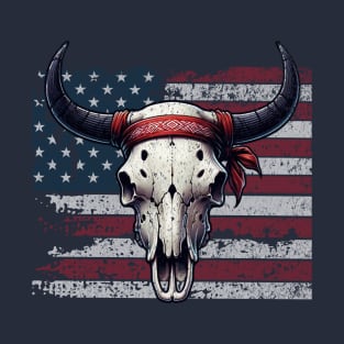 American Flag and Cattle Skull T-Shirt