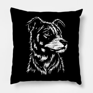 Minimalist Mongrel Dog Head - distressed Pillow