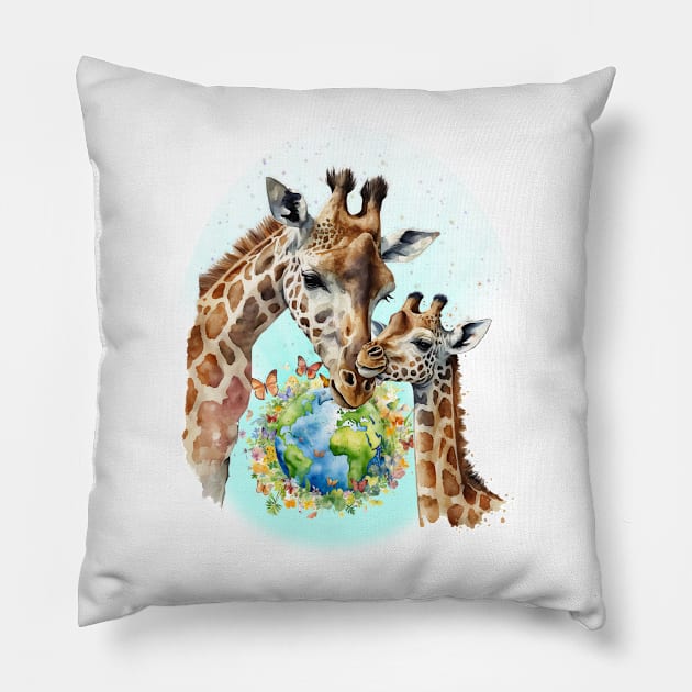 Mother Baby Giraffe Pillow by KEWDesign