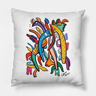 Colorful Graffiti Monsters Pillow