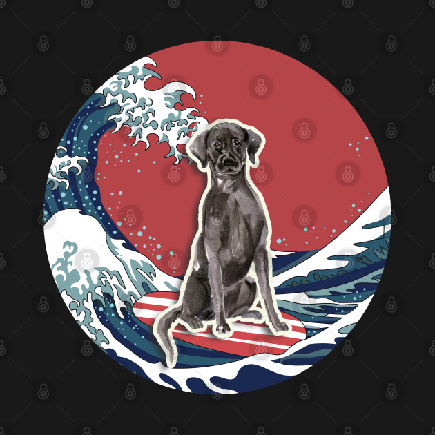 Disover Black Lab Gifts - Ocean Waves Surfing Black Lab. Gifts For Black Lab Moms, Dads & Owners - Black Lab - T-Shirt