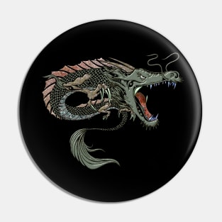 Angry asian dragon Pin