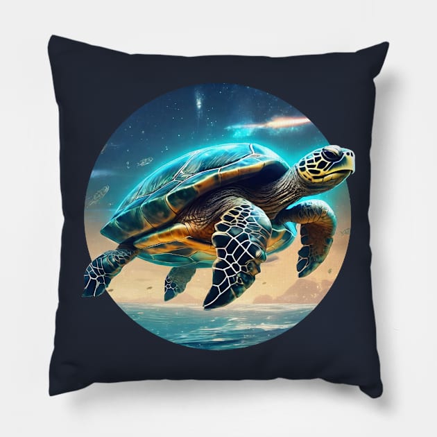 Space Turtle Pillow by BoombasticArt