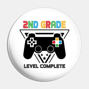 2nd Grade Level Complete Graduation Gamer Boys Kids Pin