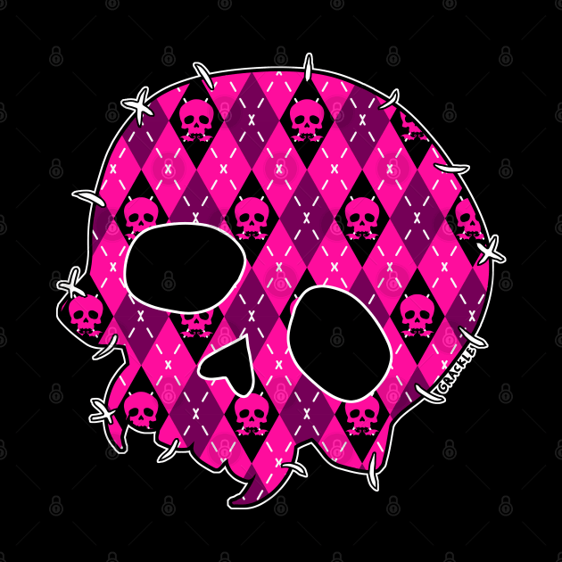 Pink Argyle Skull by Jan Grackle