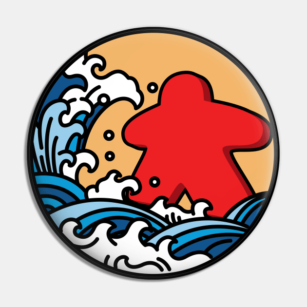 Kanagawa Wave Meeple Board Game Pin by pixeptional