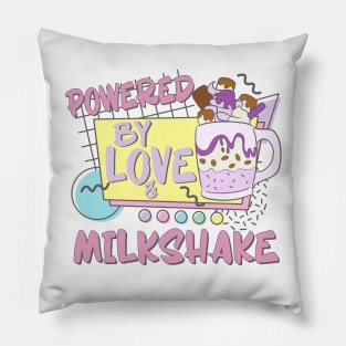 Powered By Love Milkshake Retro 80s 90s Who Loves Milkshakes Couples Design Pillow