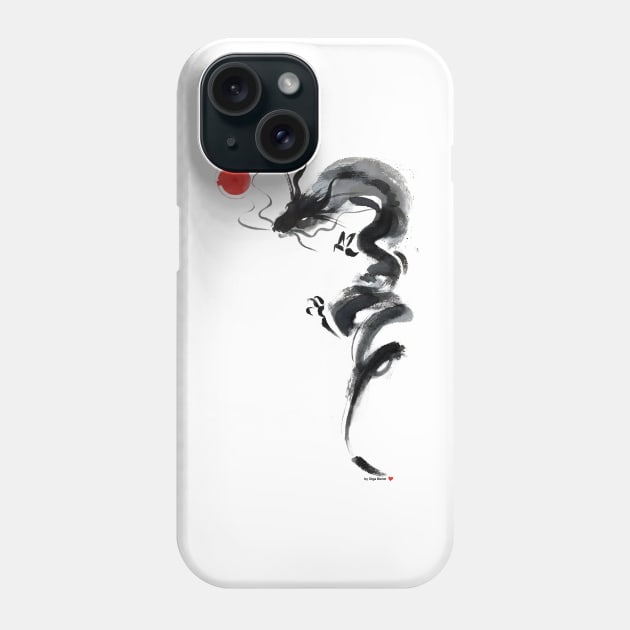 dragon and the red sun Phone Case by Olga Berlet