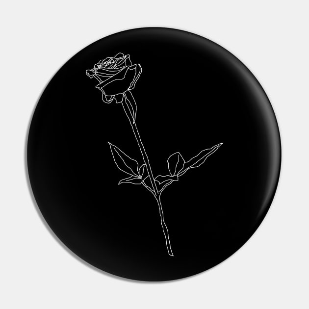 Rose Line Art Monochrome Illustration Pin by mareescatharsis