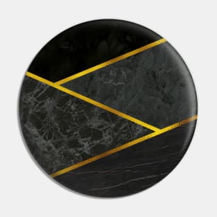 Midnight Black Onyx and Gold - Abstract Geometry Pin