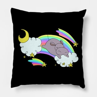 Rainbow Cloud Shooting Star Hippo Pillow