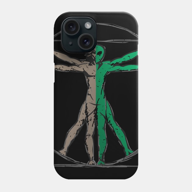 Da Vinci Alien Vitruvian Man Phone Case by hobrath