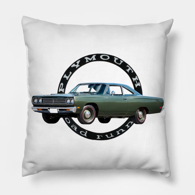 1969 Roadrunner on front and back Pillow by Permages LLC