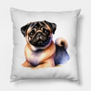 Pug Watercolor Painting - Beautiful Dog Pillow