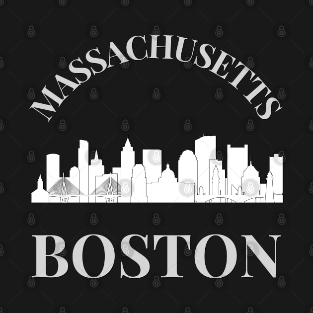 Born and raised Massachusetts Id rather be in Boston MA skyline state trip by BoogieCreates