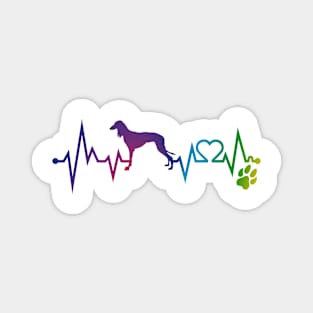 Saluki  Colorful Heartbeat, Heart & Dog Paw Magnet