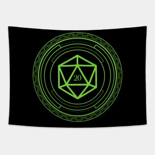 Minimalist Geometric Polyhedral D20 Dice Green Tabletop Roleplaying RPG Gaming Addict Tapestry