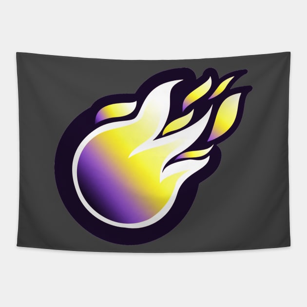 Nonbinary Pride Fireball Tapestry by VernenInk