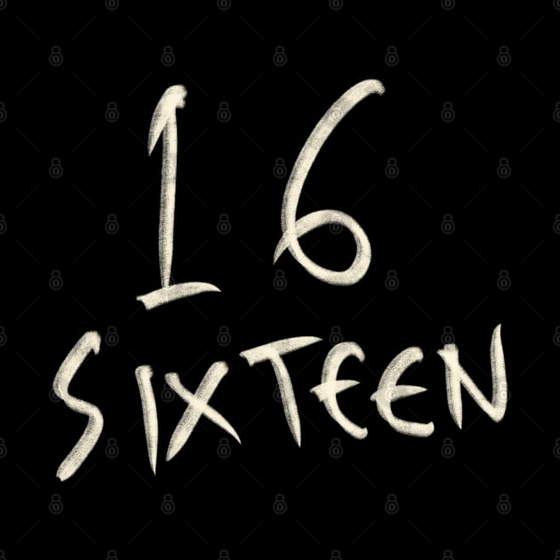 Hand Drawn Letter Number 16 Sixteen by Saestu Mbathi