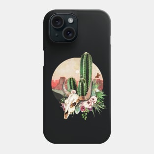 Desert cactus, cow Skull and succulents plant, rural,cowboy,wild,rustic Phone Case