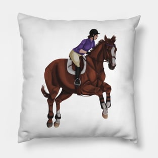 Chestnut jumper Schooling with purple and chrome - Simpli 100 Horses Pillow