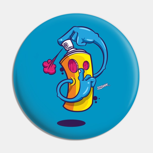 Sssshhhh Spray Can Graffiti Pin by teeleoshirts