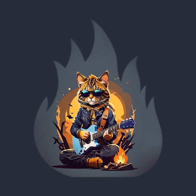 Musician cat camping by MusicianCatsClub