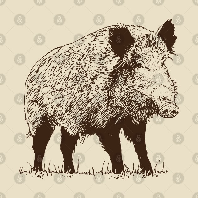 Wild Pig Design Vintage Boar Design by penandinkdesign@hotmail.com