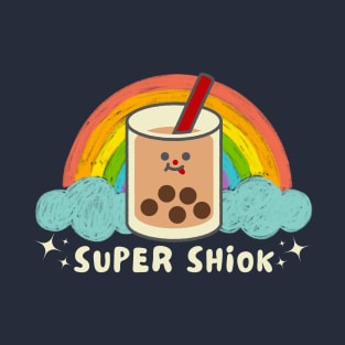 Super Shiok Bubble Tea Cute Colourful Rainbow Funny Singlish Star T-Shirt