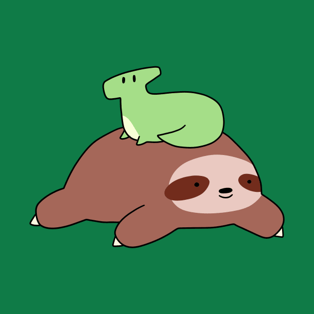 Sloth and Hadrosaurus by saradaboru