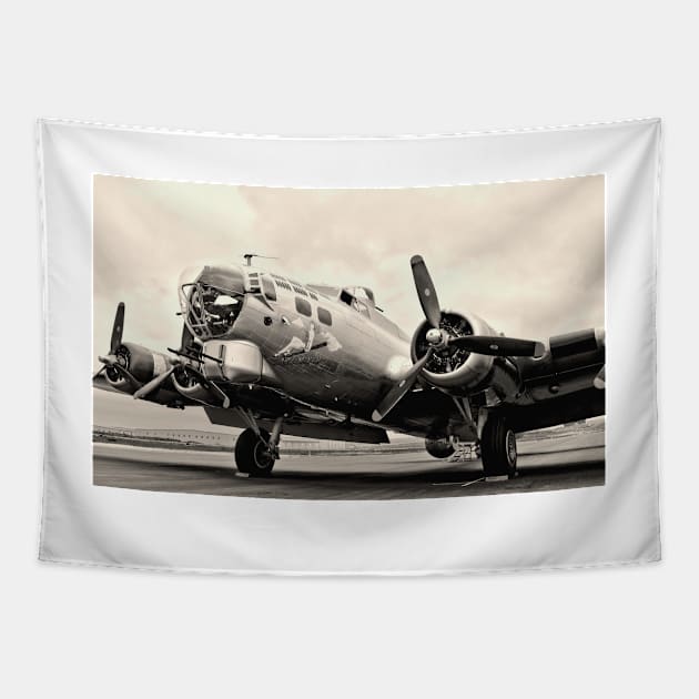 B-17 Bomber Airplane Aluminum Overcast Tapestry by Scubagirlamy